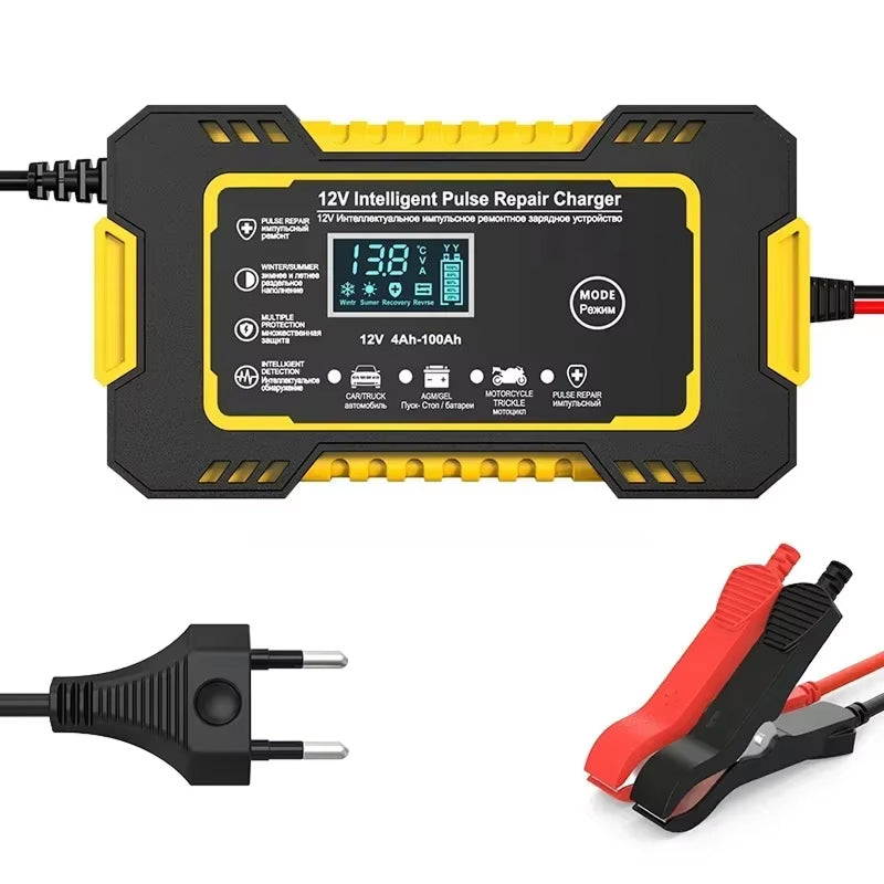 12V Smart Automatic Battery Charger with Pulse Repair & Winter Mode for Cars & Motorcycles | Thomler