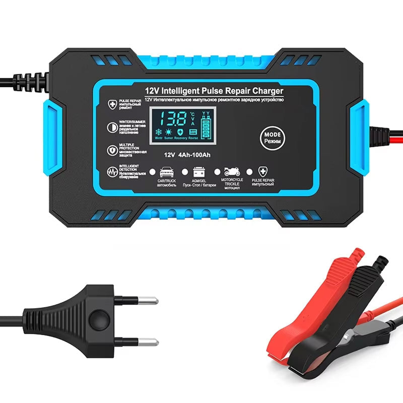 12V Smart Automatic Battery Charger with Pulse Repair & Winter Mode for Cars & Motorcycles | Thomler