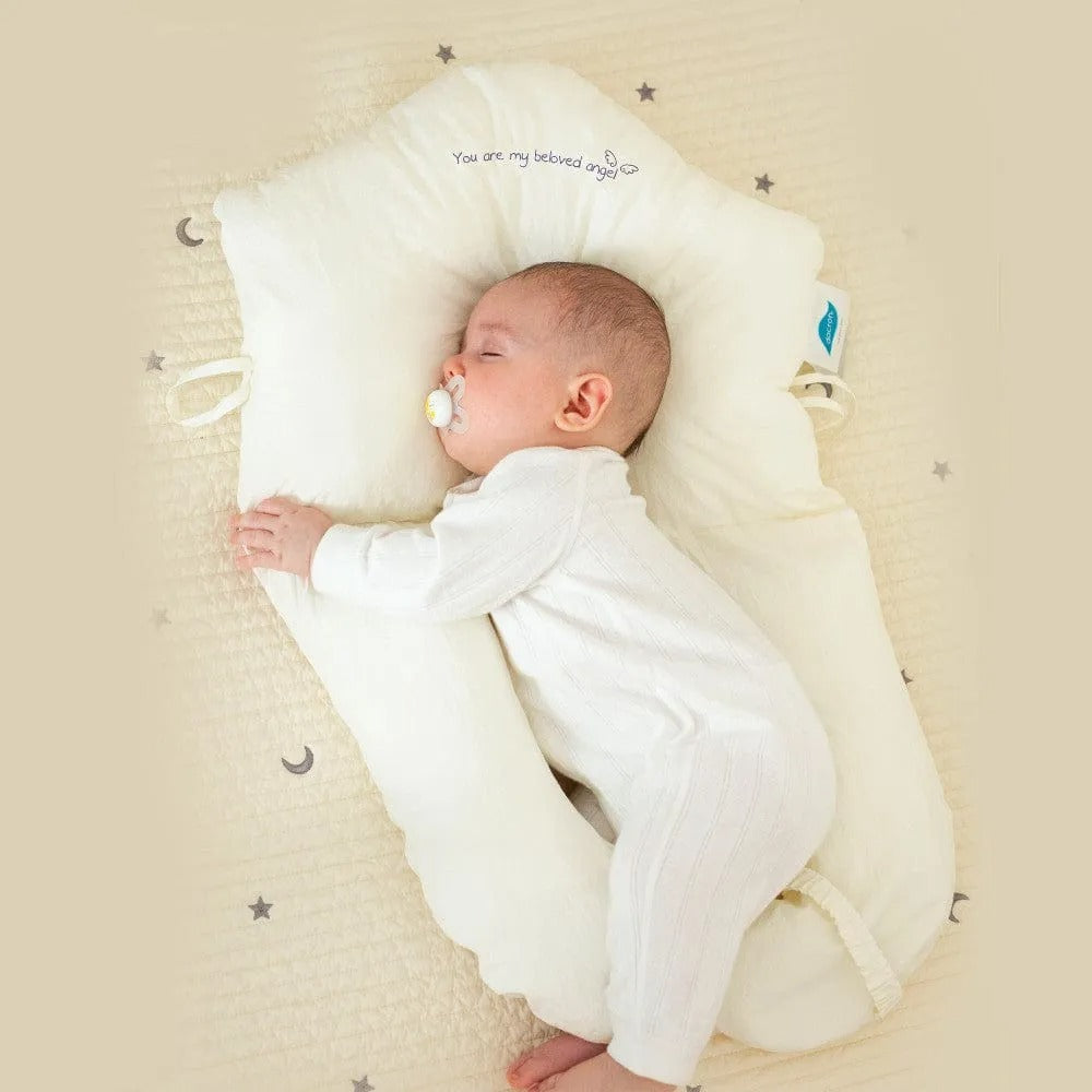 Baby Sleep Cushion with Contoured Head Cradle and Cinchable Side Bolsters for Newborns to Toddlers | Thomler