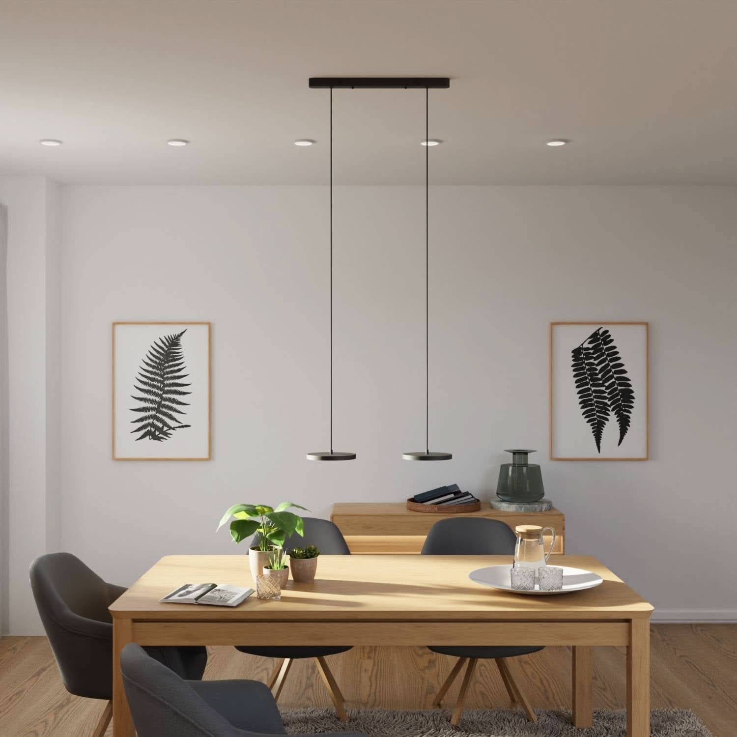 Pendant Light Aluminium LED 23.0 cm Black Dining Table Kitchen Island Dimmable Hanging Ceiling Lamp Japandi Scandinavian | Thomler