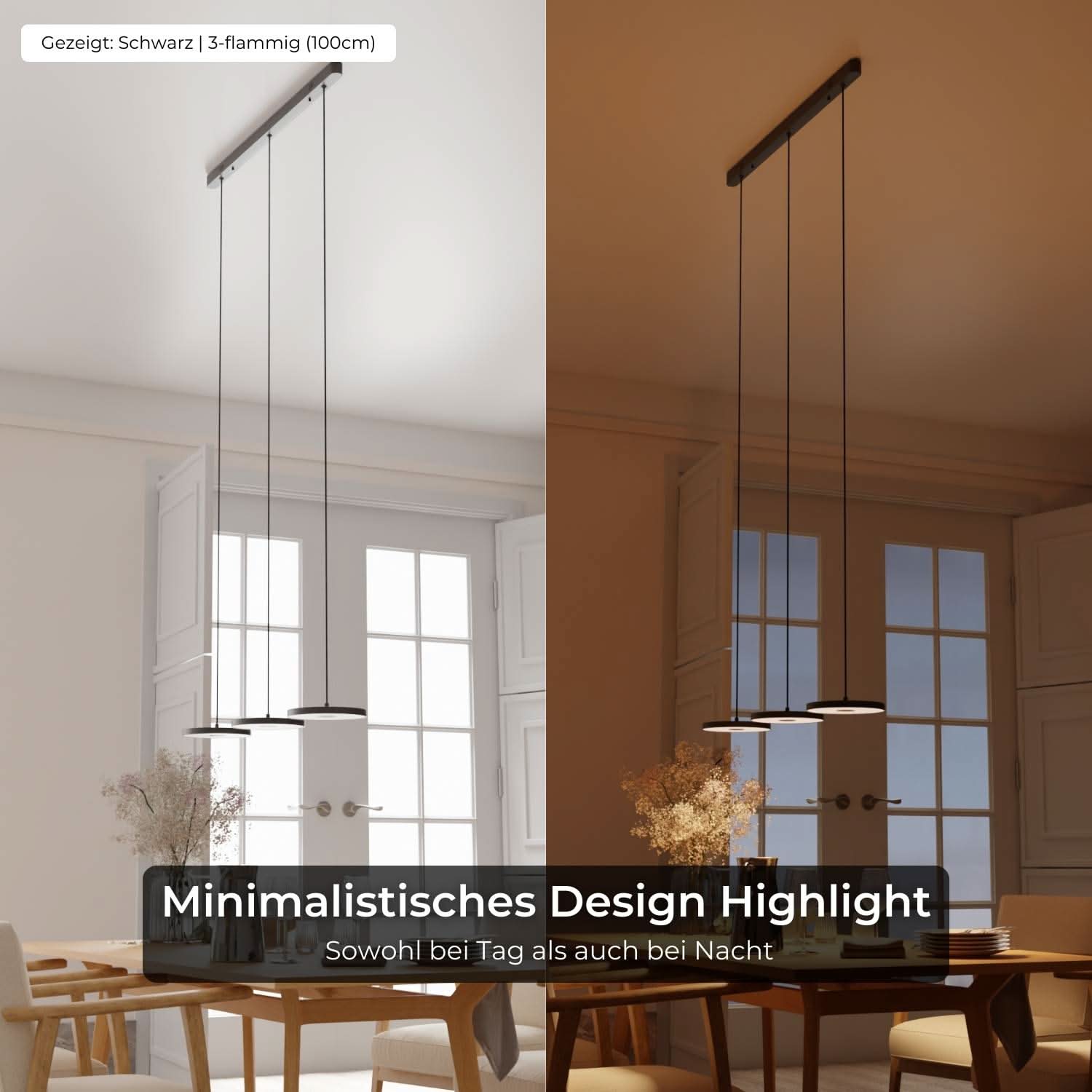 Pendant Light Aluminium LED 23.0 cm Black Dining Table Kitchen Island Dimmable Hanging Ceiling Lamp Japandi Scandinavian | Thomler