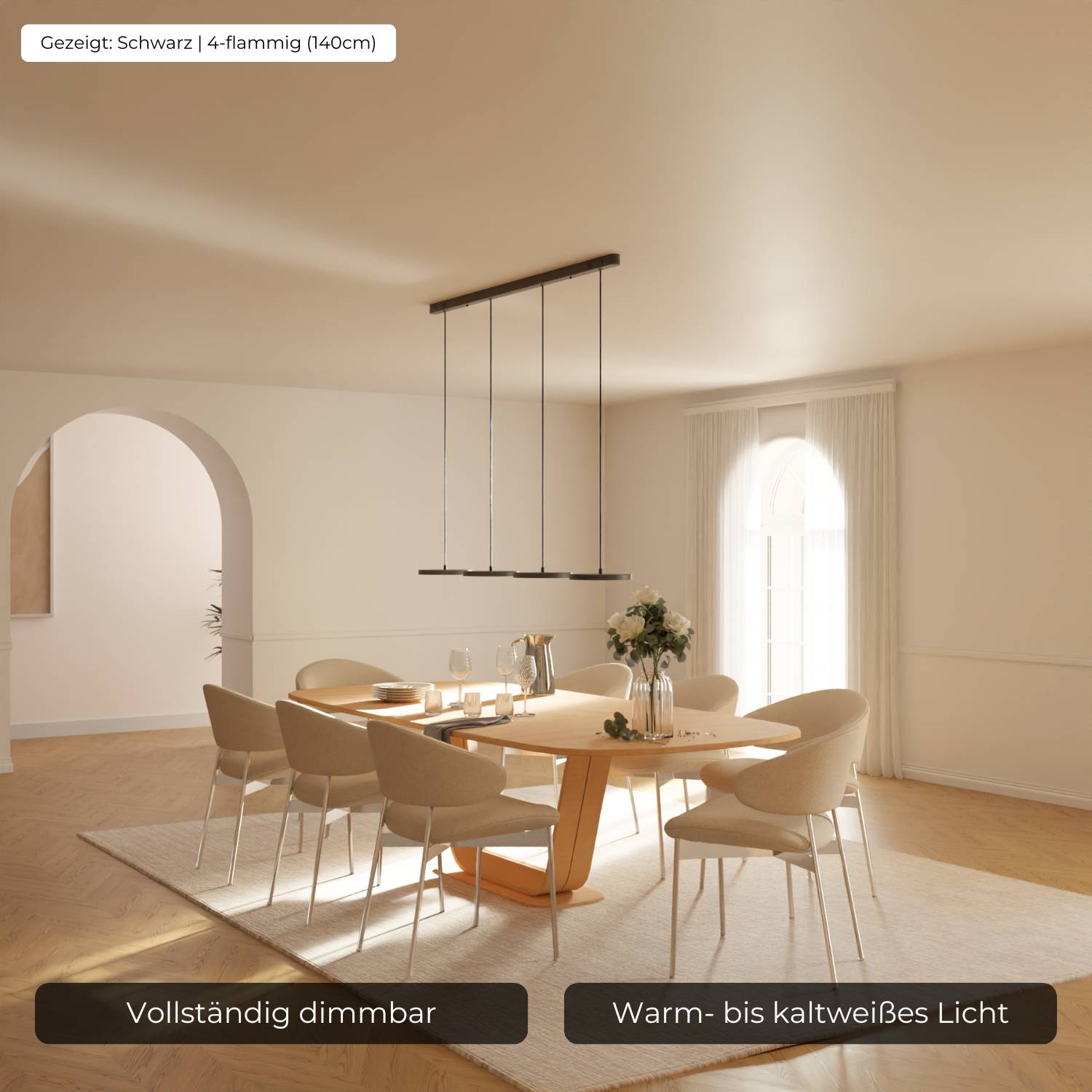 Pendant Light Aluminium LED 23.0 cm Black Dining Table Kitchen Island Dimmable Hanging Ceiling Lamp Japandi Scandinavian | Thomler