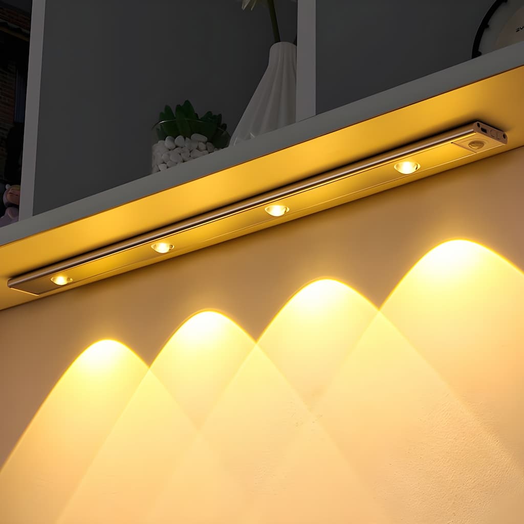 Rechargeable Motion-Sensor LED Under Cabinet Light Bar – 12 in, Dimmable, 3 Color Temps – Wireless Closet & Kitchen Lighting | Thomler