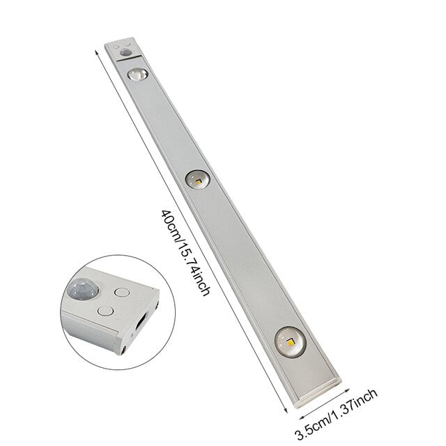 LED Light Bar USB Rechargeable Motion Sensor Indoor Wireless Cabinet Wardrobe Stair Lighting Dimmable Night Light | Thomler