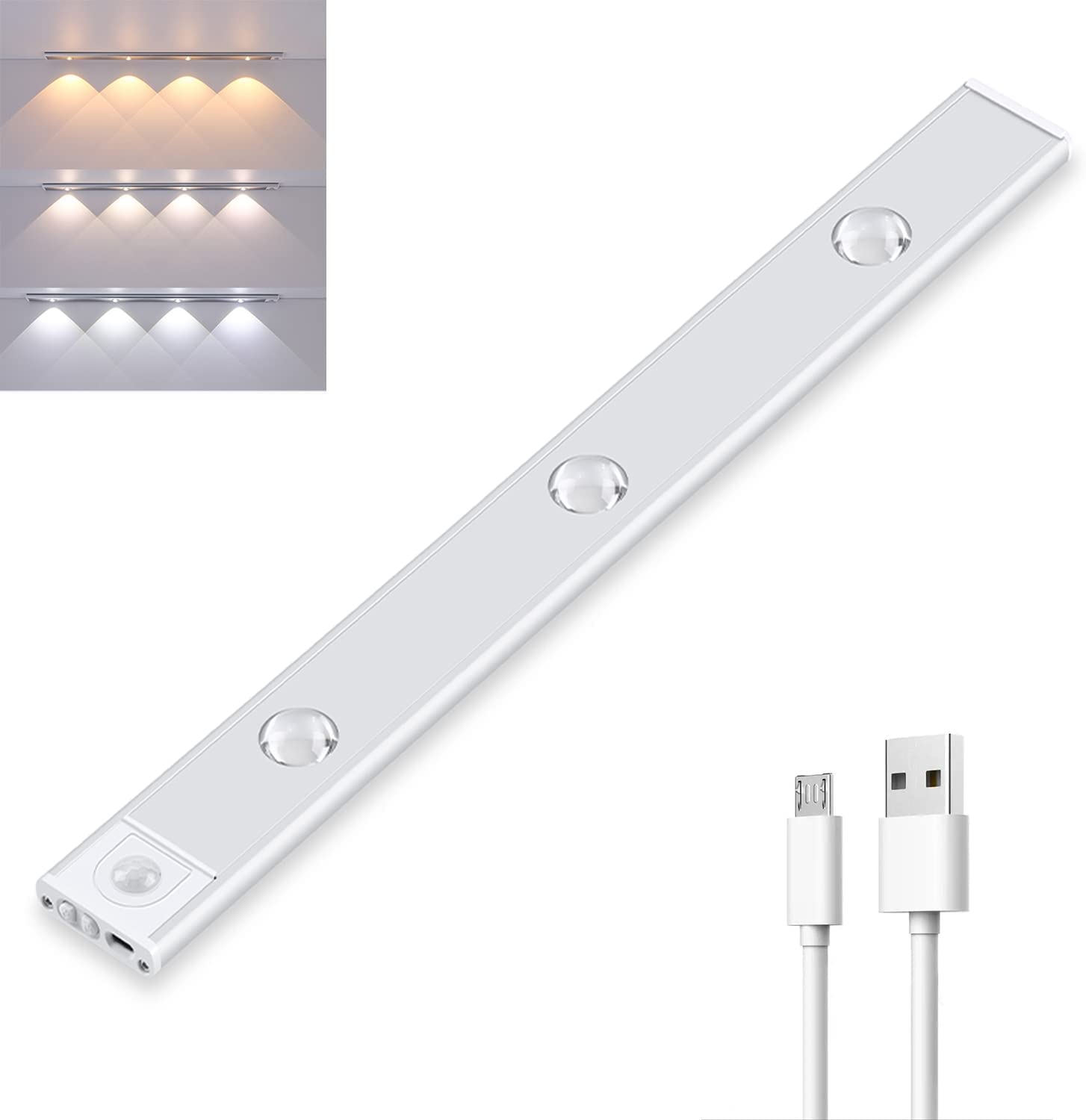 LED Light Bar USB Rechargeable Motion Sensor Indoor Wireless Cabinet Wardrobe Stair Lighting Dimmable Night Light | Thomler
