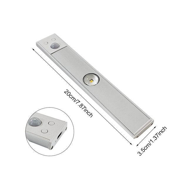 LED Light Bar USB Rechargeable Motion Sensor Indoor Wireless Cabinet Wardrobe Stair Lighting Dimmable Night Light | Thomler