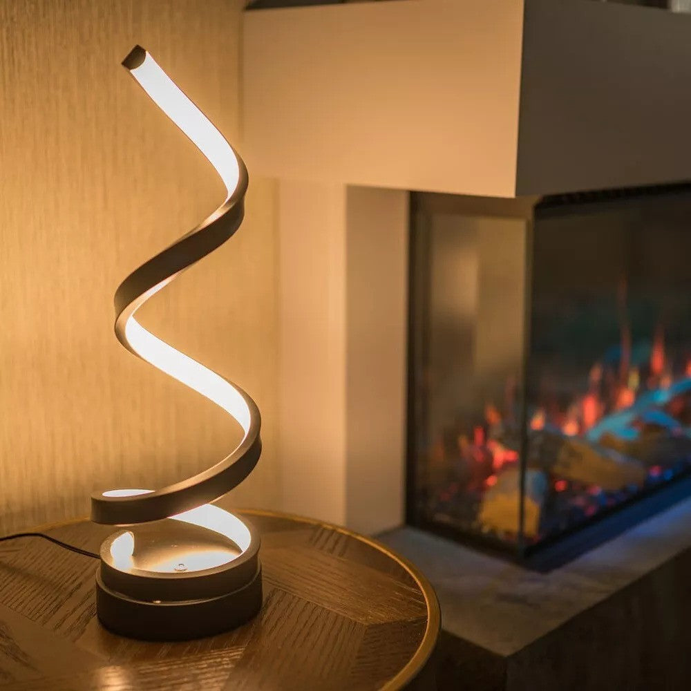 Curved Metal Desk Lamp with Dimmable LED Light and 3 Color Modes for Bedroom Office and Living Room | Thomler