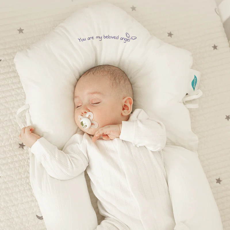 Infant Head Support Sleep Pillow – Ergonomic Cotton Cushion for Newborns & Toddlers – Cradle & Crib Pillow with Memory Fiber Fill | Thomler