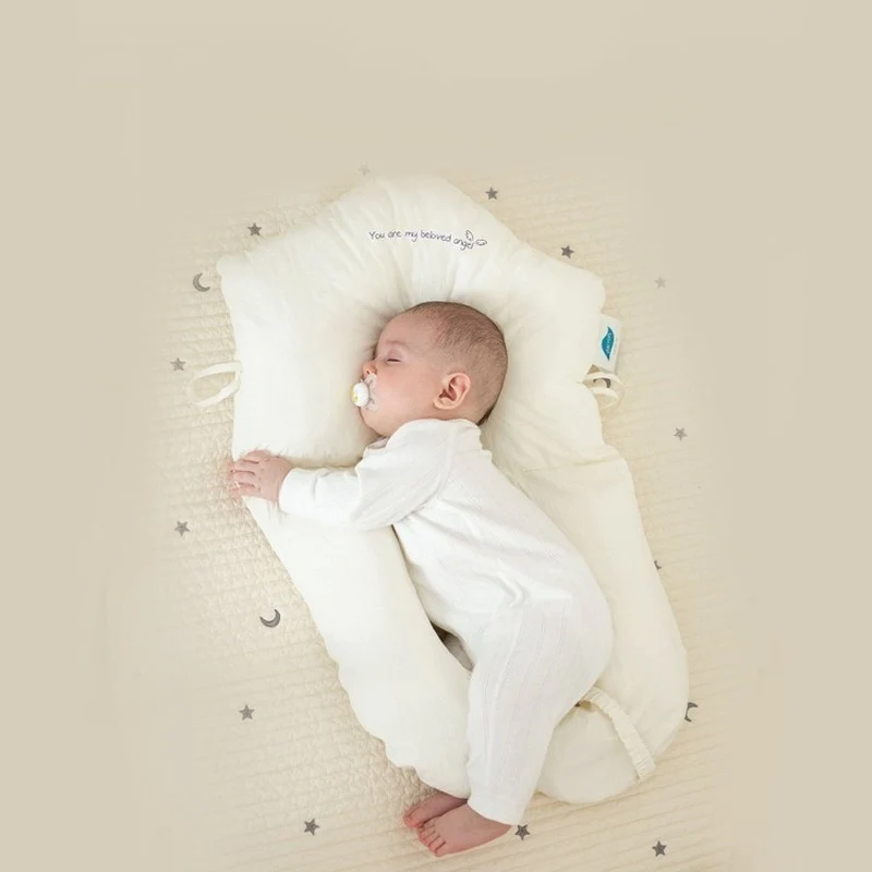 Infant Head Support Sleep Pillow – Ergonomic Cotton Cushion for Newborns & Toddlers – Cradle & Crib Pillow with Memory Fiber Fill | Thomler