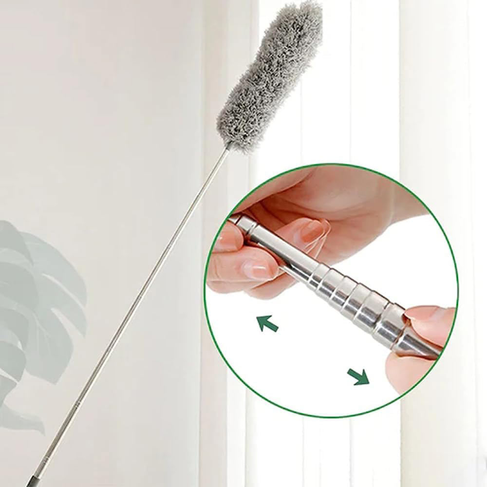 Telescopic Duster Microfibre 86.0–280.0 cm Grey High Ceiling Cleaning Flexible Washable Dusting Wand Cobweb Remover | Thomler