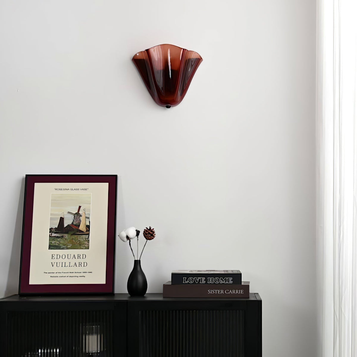 Curved Petal Glass Wall Sconce with Metal Accent for Bedroom, Hallway & Living Room – G9 LED Hardwired Modern Ambient Light Fixture | Thomler