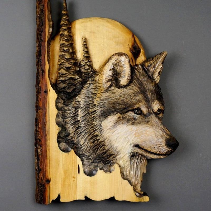 Hand-Carved Wooden Animal Wall Art Sculpture – Rustic 3D Wildlife Decor for Living Room, Bedroom & Office – Lightweight Hanging Home Accent | Thomler