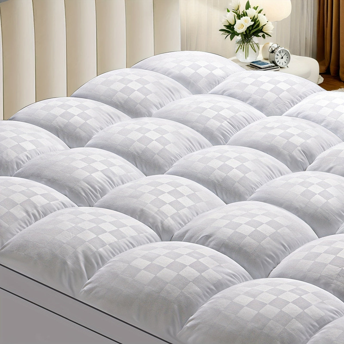 Diamond Quilted Mattress Pad – Breathable Cushioned Cover with Deep Pocket Fit for 8-21 Inch Beds, Pressure Relief Sleep Surface for Twin | Thomler