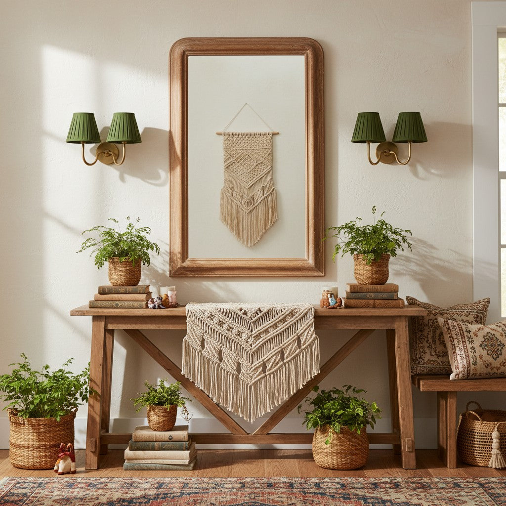 Brass Sconce with Fabric Drum Shade – 1 or 2 Light Hardwired Fixture for Bedroom, Hallway & Living Room | Thomler