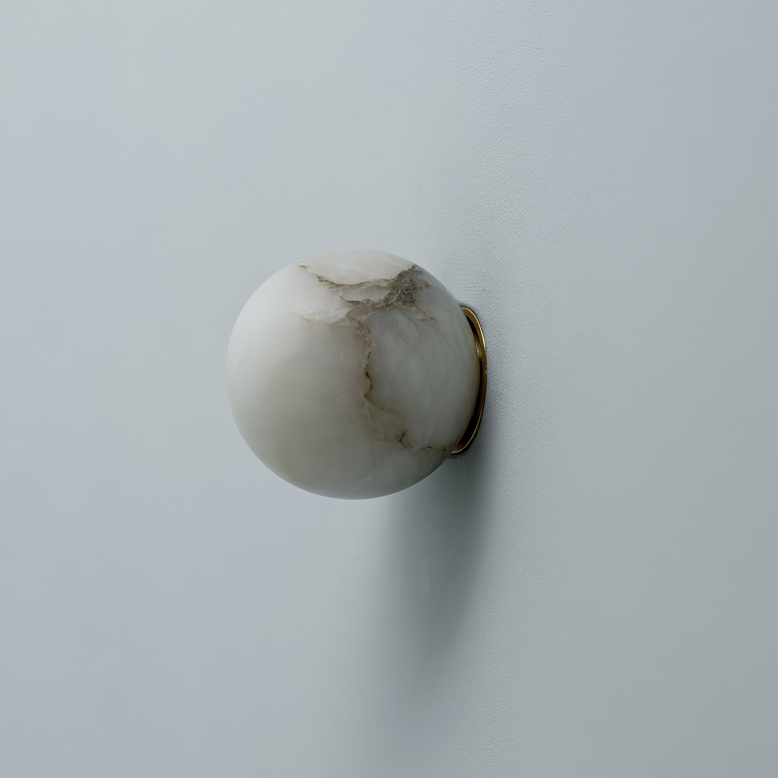 Wall Lamp Alabaster Globe 4.7 in White Bedroom Hallway Ambient Lighting Minimalist Japandi Accent Fixture | Thomler