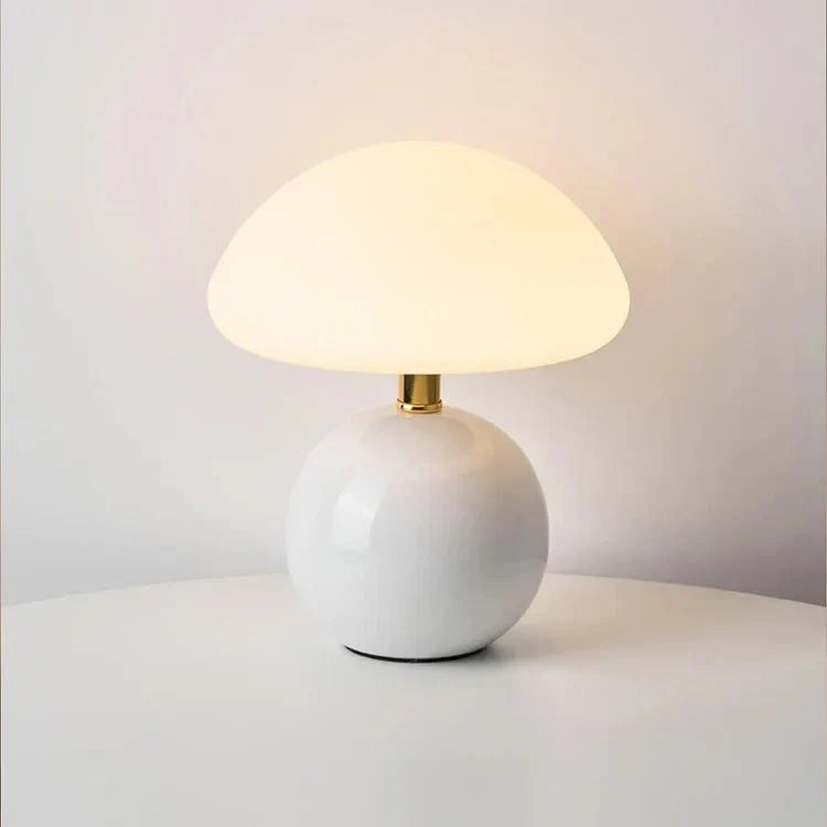 Ceramic Mushroom Table Lamp with 3-Color LED Light for Bedroom, Living Room & Nursery Decor | Thomler