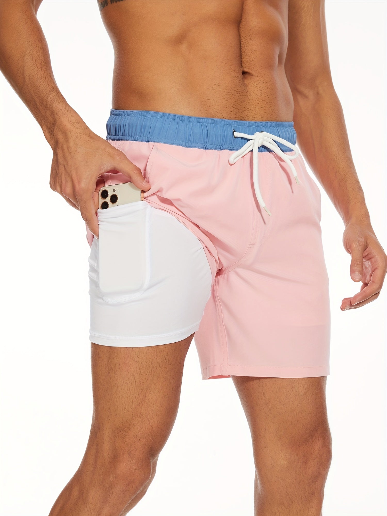 Men's Quick-Dry Swim Trunks with Phone Pocket | Stretch Board Shorts for Beach & Pool | Athletic Leisure Swimwear | Thomler