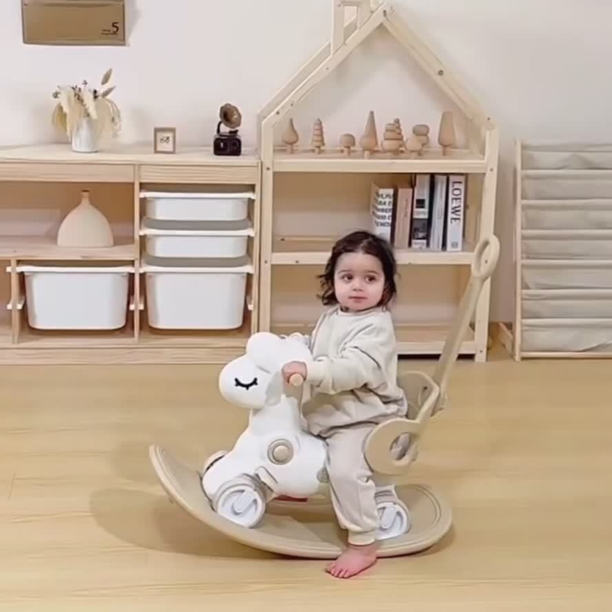 Baby Rocking Horse Balance Bike Plastic 75.0 cm Indoor Toddler Riding Toy 2-in-1 Developmental Play Fun | Thomler