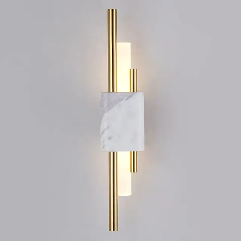 Modern Linear Wall Sconce with Marble Accents – Metal Construction, Warm LED Lighting for Bedroom & Living Room | Thomler