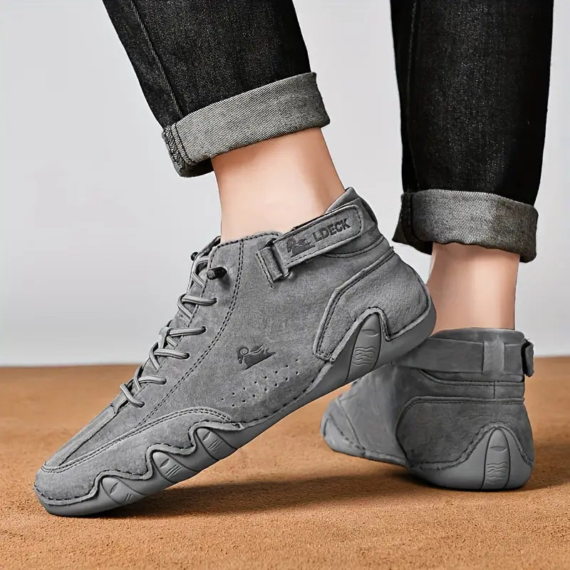Men's Waterproof High-Top Sneakers with Elastic Slip-On Design - Durable Rubber Sole Boots for Street Style & All-Weather Wear | Thomler