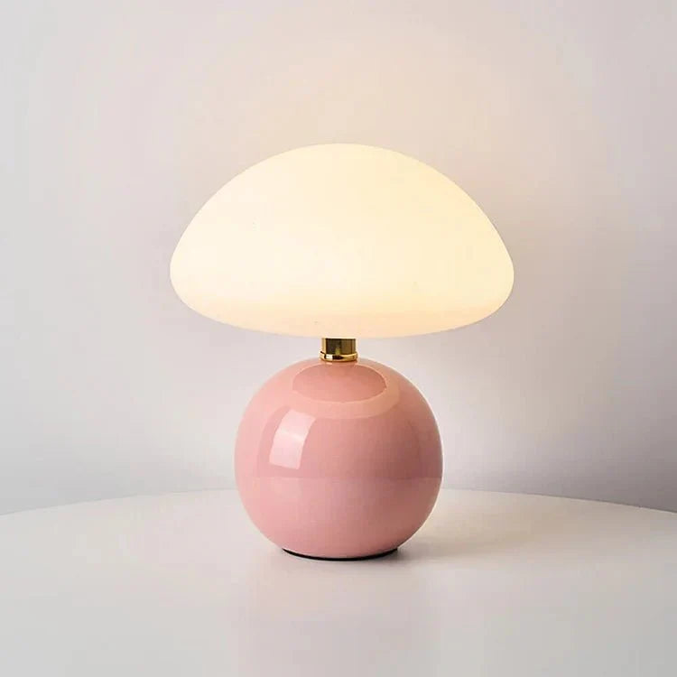 Ceramic Mushroom Table Lamp with 3-Color LED Light for Bedroom, Living Room & Nursery Decor | Thomler