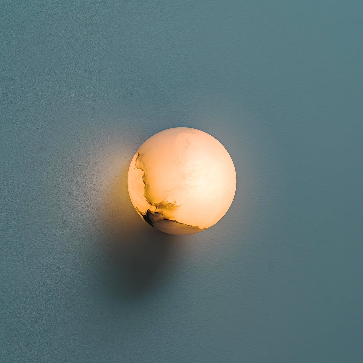 Wall Lamp Alabaster Globe 4.7 in White Bedroom Hallway Ambient Lighting Minimalist Japandi Accent Fixture | Thomler