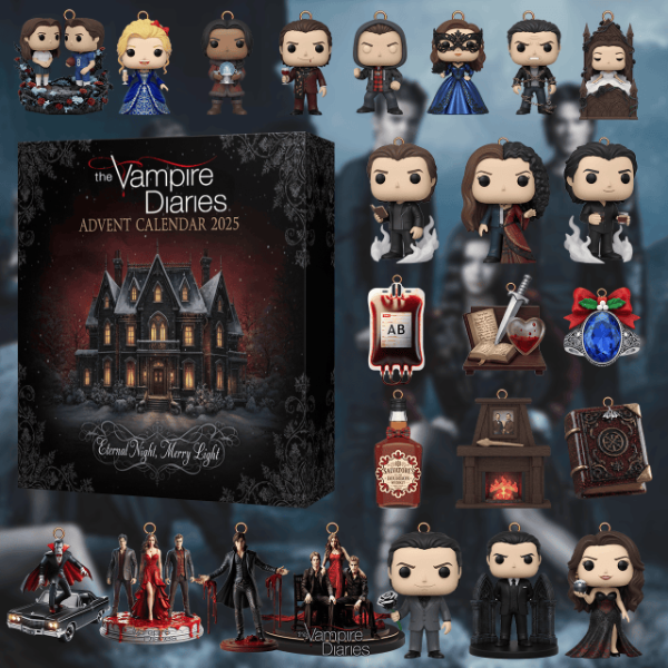 Mystic Falls Countdown Calendar 2025 – 24 Collectible Vampire Miniatures, Hand-Painted Resin Ornaments & Gothic Romance Decor for December | Thomler