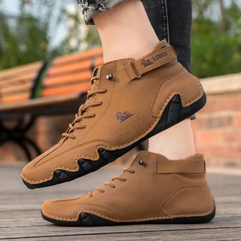 Men's Waterproof High-Top Sneakers with Elastic Slip-On Design - Durable Rubber Sole Boots for Street Style & All-Weather Wear | Thomler