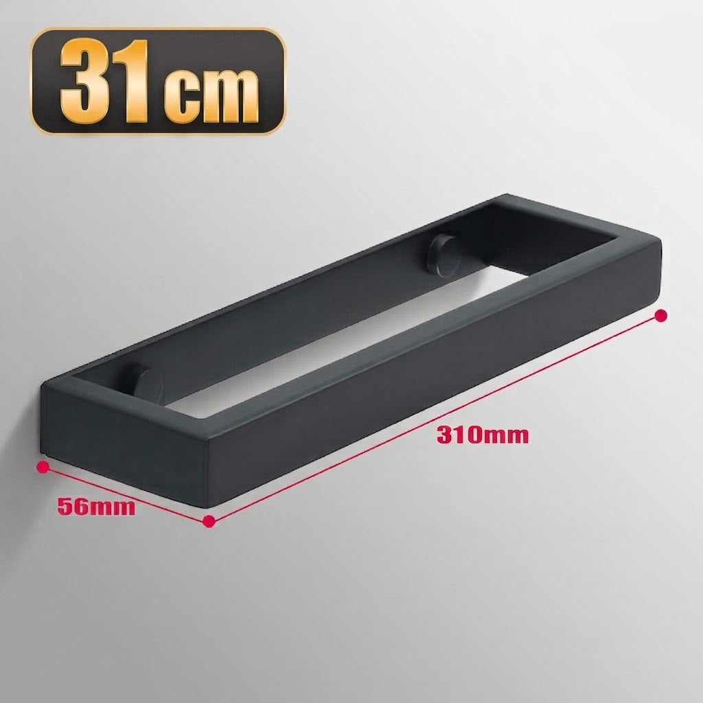 12-Inch Wall-Mount Towel Bar – Matte Black Stainless Steel Rack for Bathroom & Kitchen | Thomler