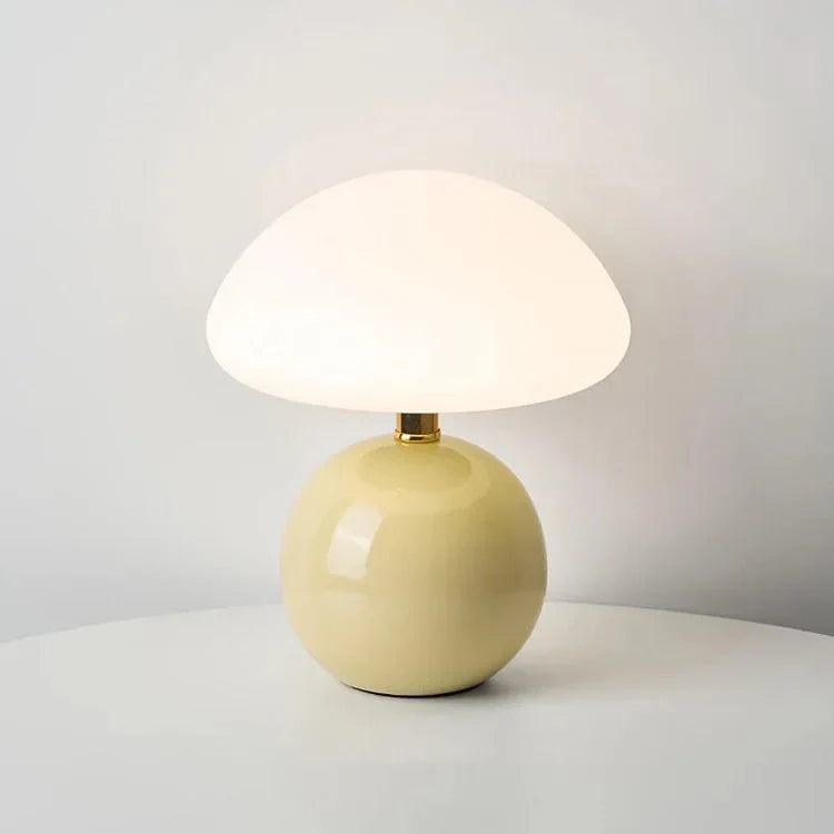 Ceramic Mushroom Table Lamp with 3-Color LED Light for Bedroom, Living Room & Nursery Decor | Thomler