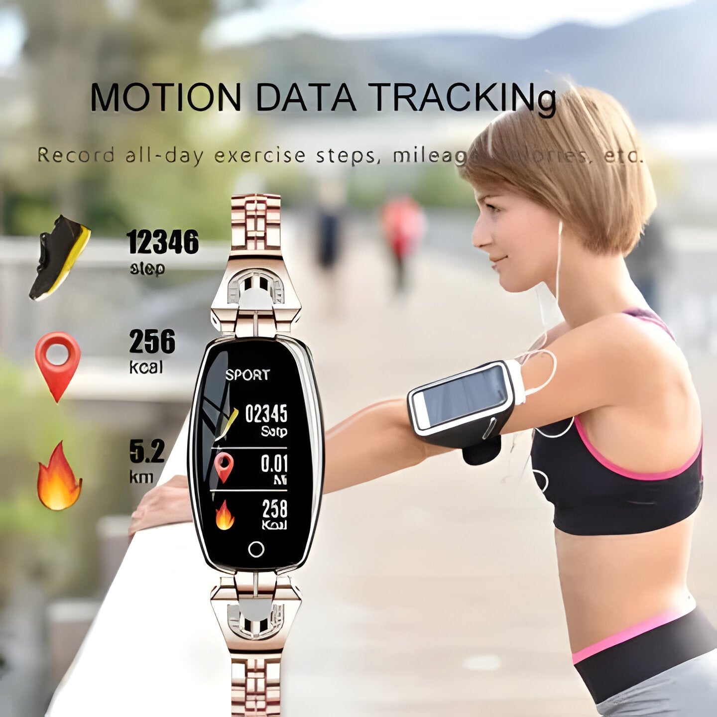 Women's Activity Tracker Bracelet with Heart Rate & Sleep Monitor, Waterproof Wearable Wellness Band with Jewelry Chain Design for iPhone & | Thomler