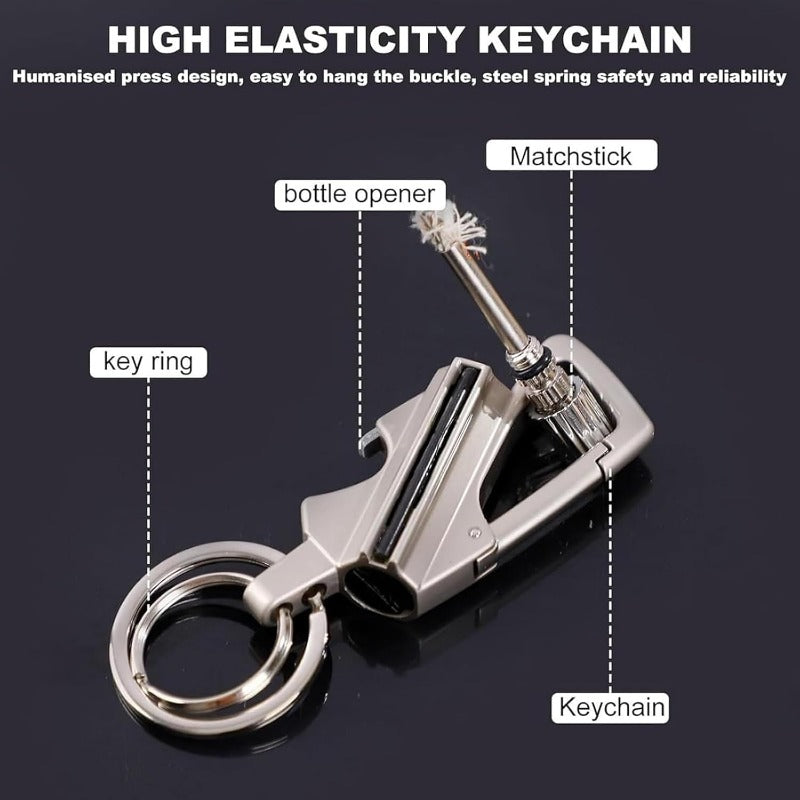 Permanent Match Keychain Zinc Alloy 9.0 cm Compact Outdoor Survival Tool Black Silver Gold | Thomler
