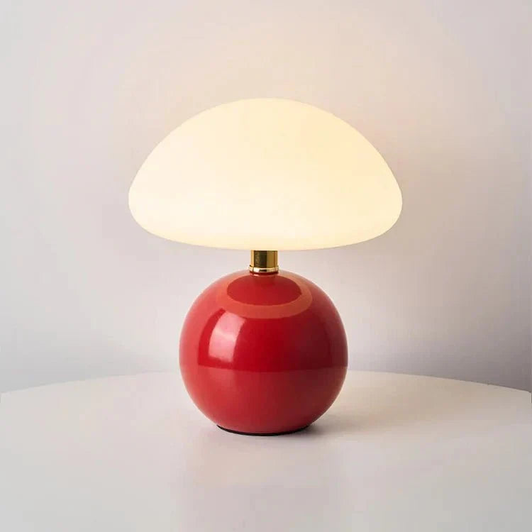 Ceramic Mushroom Table Lamp with 3-Color LED Light for Bedroom, Living Room & Nursery Decor | Thomler