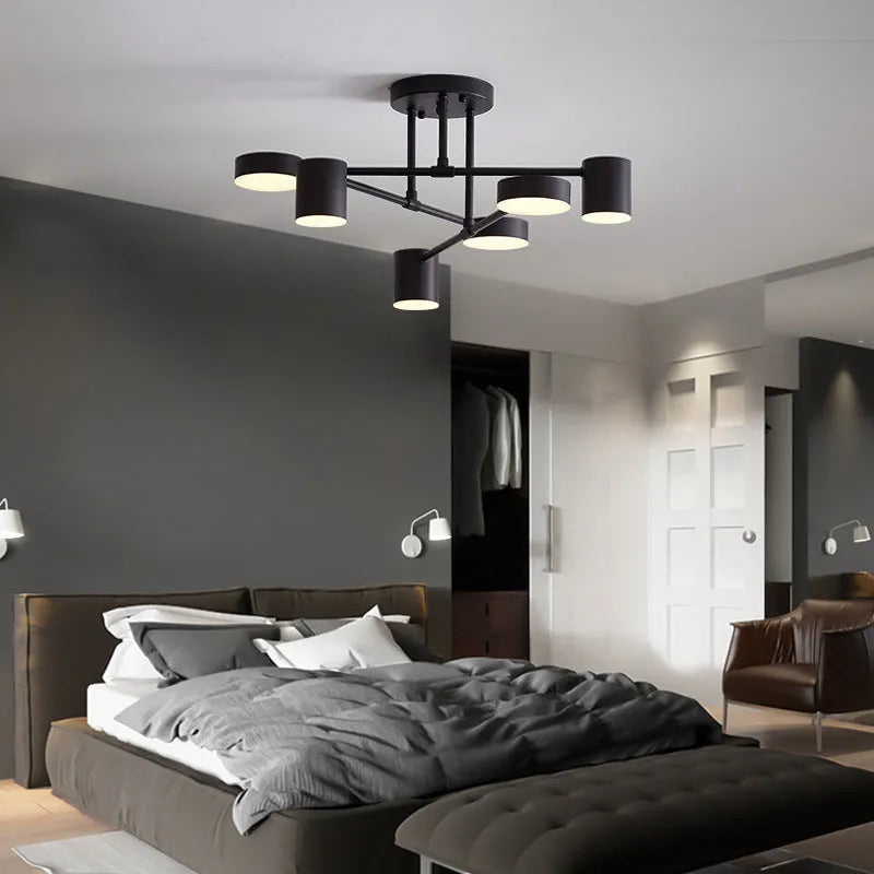 Ceiling Lamp Metal 57.0 cm White Living Room Kitchen Adjustable Six Light Modern Geometric Indoor Lighting Fixture | Thomler