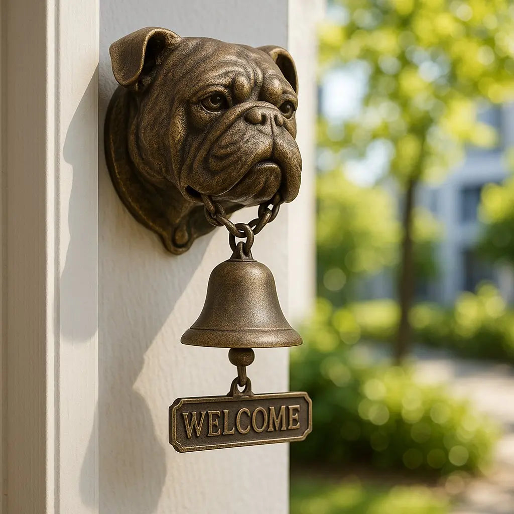 Cast Iron Dog Door Chime with Antiqued Copper Tone – Decorative Entry Bell for Porch, Front Door & Garden Gate | Thomler