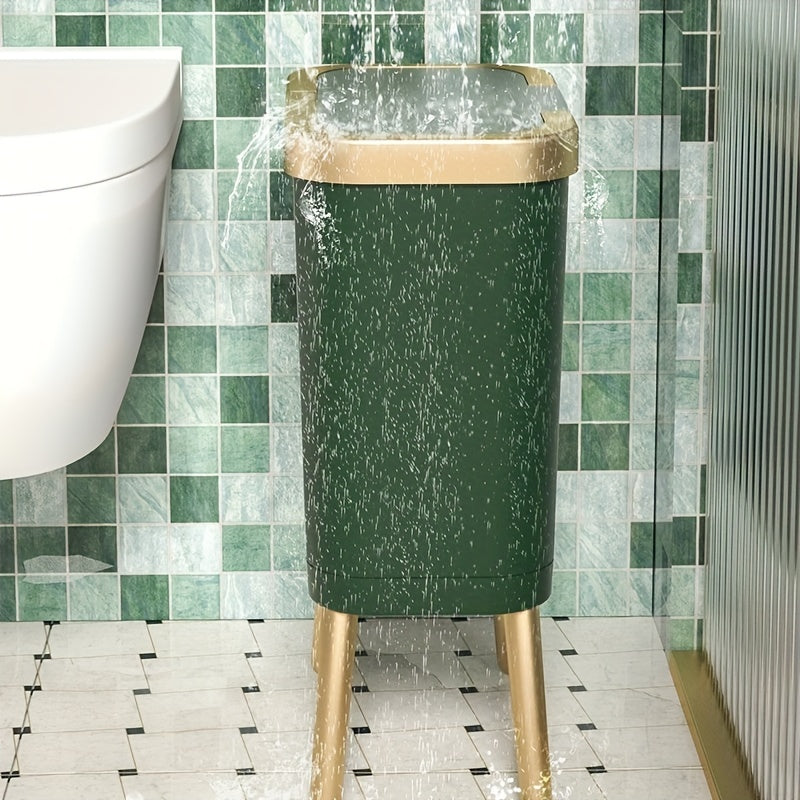 4-Gallon Pedestal Trash Can with Odor-Sealing Flip Lid – Slim Rectangular Waste Basket on Legs for Kitchen, Bathroom, Bedroom – Modern | Thomler