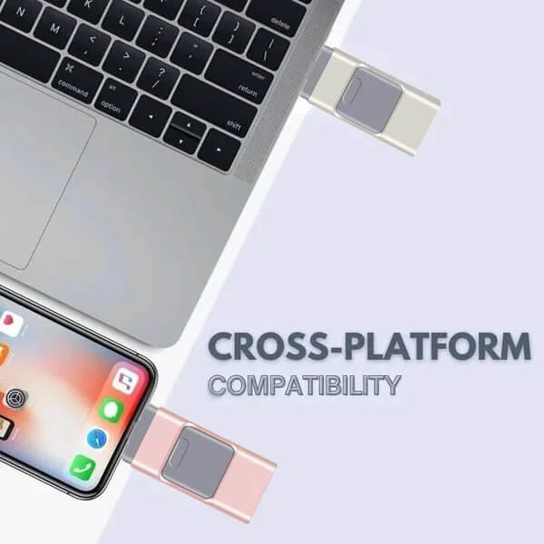 Multi-Device Flash Drive with 4 Connector Types – USB-A, USB-C, Micro-USB & Lightning Port for iPhone, Android & Computer File Transfer | Thomler