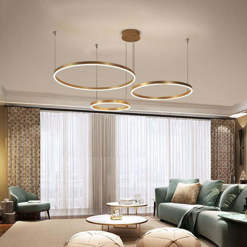 Cascading Ring LED Pendant – Adjustable Metal Hoop Ceiling Light for Dining Room & Bedroom | Thomler