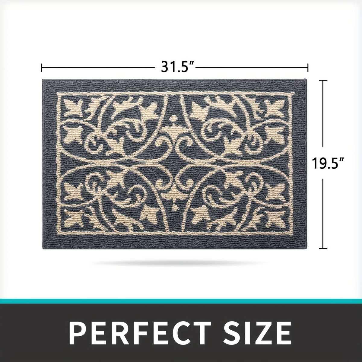 Entryway Mat with Non-Slip Rubber Backing – Low Profile Door Mat for Indoor Use – Traps Dirt & Moisture – Machine Washable | Thomler