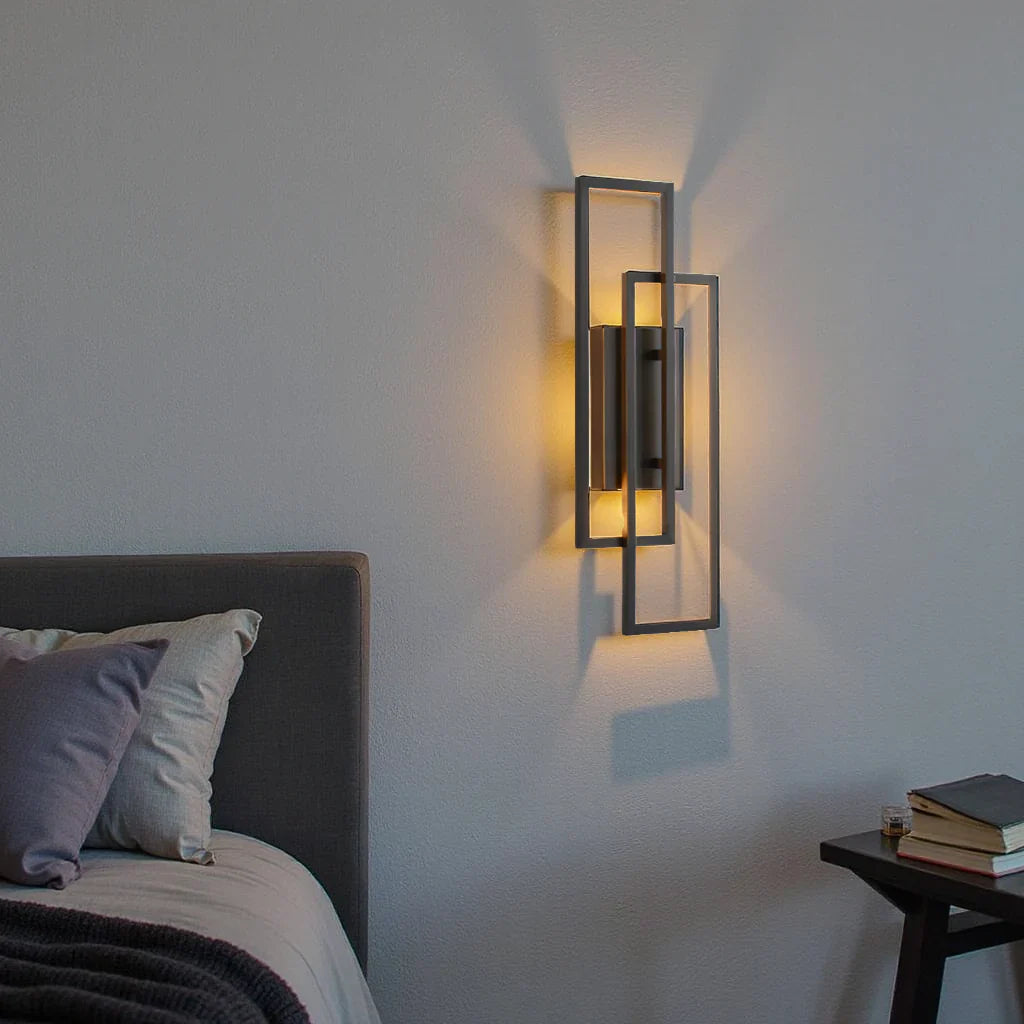 Wall Lamp Aluminium 40.0 cm Matte Black Bedroom Hallway Integrated LED Geometric Warm White Accent Lighting | Thomler