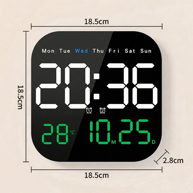 Desktop Alarm Clock with Remote Control, Temperature Display & Adjustable Brightness for Bedroom, Office | Thomler