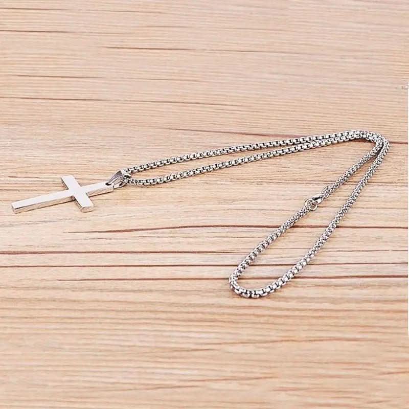 Stainless Steel Cross Pendant Necklace for Men – 24 in Chain, Religious Symbol Jewelry for Everyday & Casual Wear | Thomler