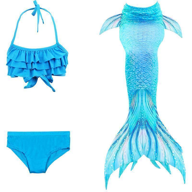 Girls Mermaid Swimsuit Set – 3-Piece Tail Bikini for Pool, Beach & Dress-Up | Thomler