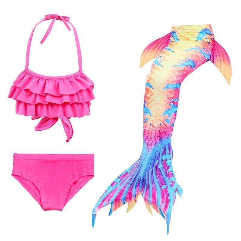 Girls Mermaid Swimsuit Set – 3-Piece Tail Bikini for Pool, Beach & Dress-Up | Thomler