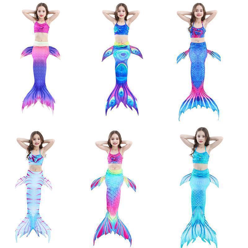 Girls Mermaid Swimsuit Set – 3-Piece Tail Bikini for Pool, Beach & Dress-Up | Thomler