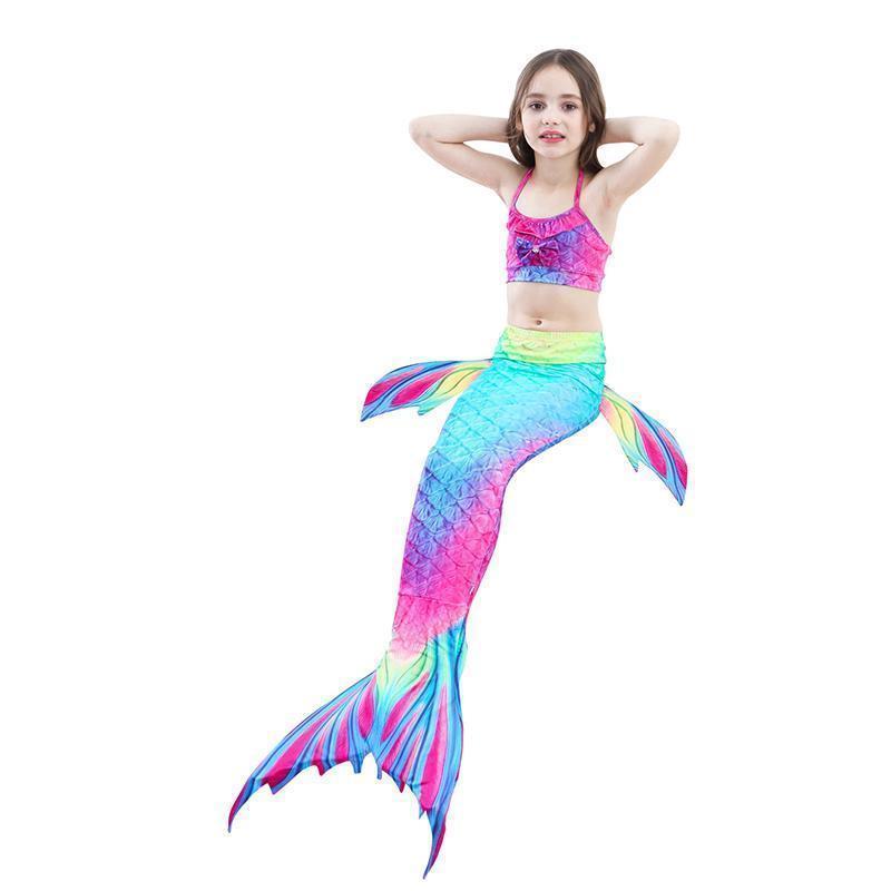 Girls Mermaid Swimsuit Set – 3-Piece Tail Bikini for Pool, Beach & Dress-Up | Thomler