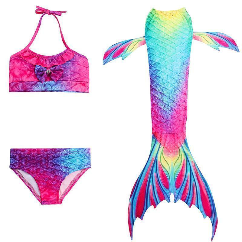 Girls Mermaid Swimsuit Set – 3-Piece Tail Bikini for Pool, Beach & Dress-Up | Thomler
