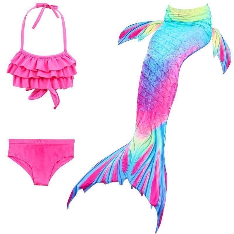 Girls Mermaid Swimsuit Set – 3-Piece Tail Bikini for Pool, Beach & Dress-Up | Thomler