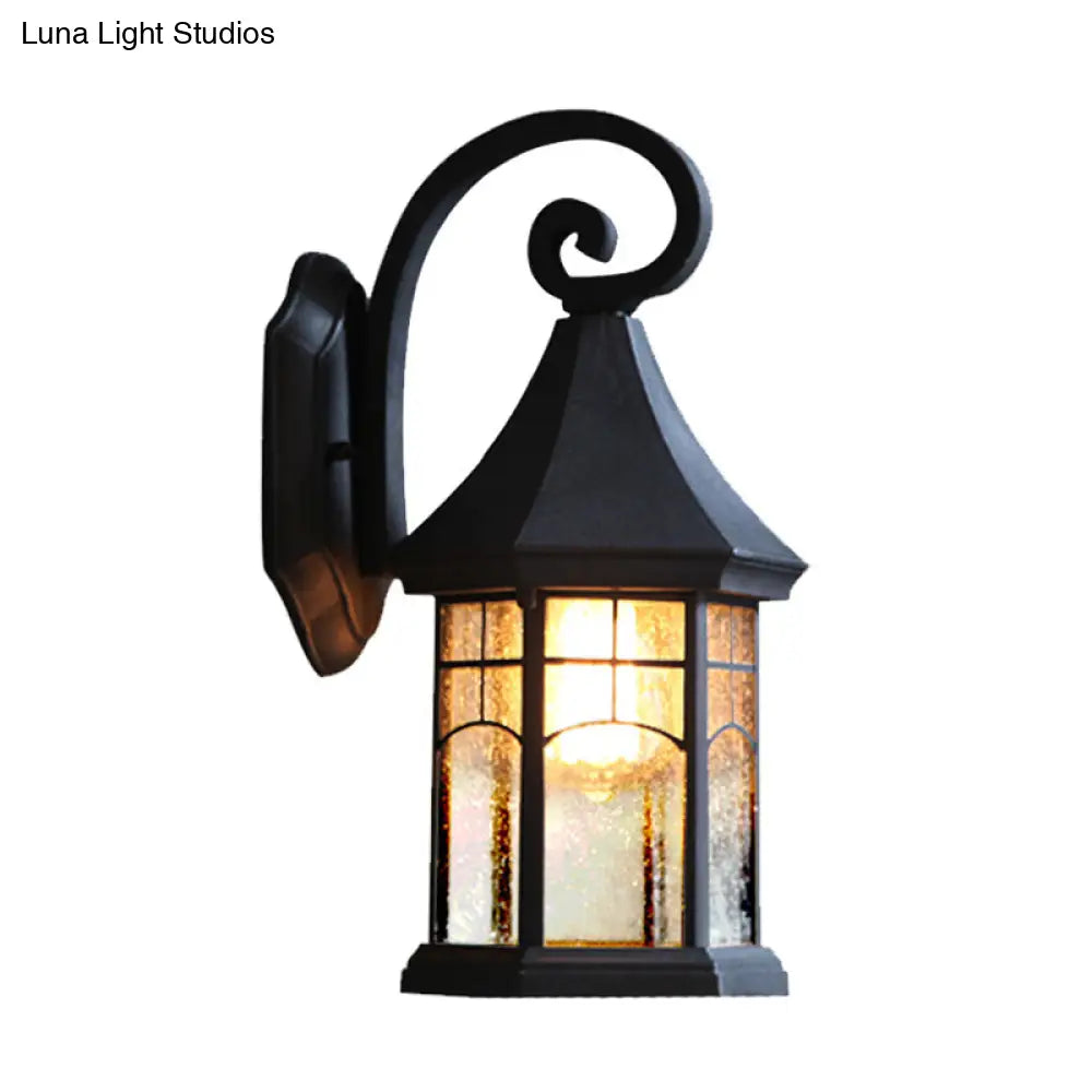 Outdoor Wall Sconce with Textured Glass Shade – Downward-Facing Rustic Porch Light for Entry, Patio & Garage – Hardwired E26 Socket | Thomler