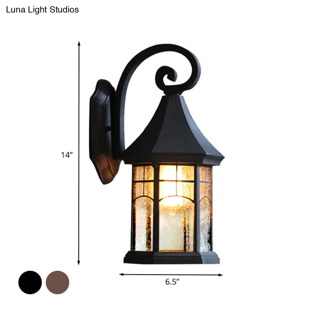 Outdoor Wall Sconce with Textured Glass Shade – Downward-Facing Rustic Porch Light for Entry, Patio & Garage – Hardwired E26 Socket | Thomler